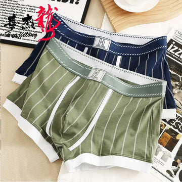 New Striped Cotton Boxer Briefs( Set of 03)